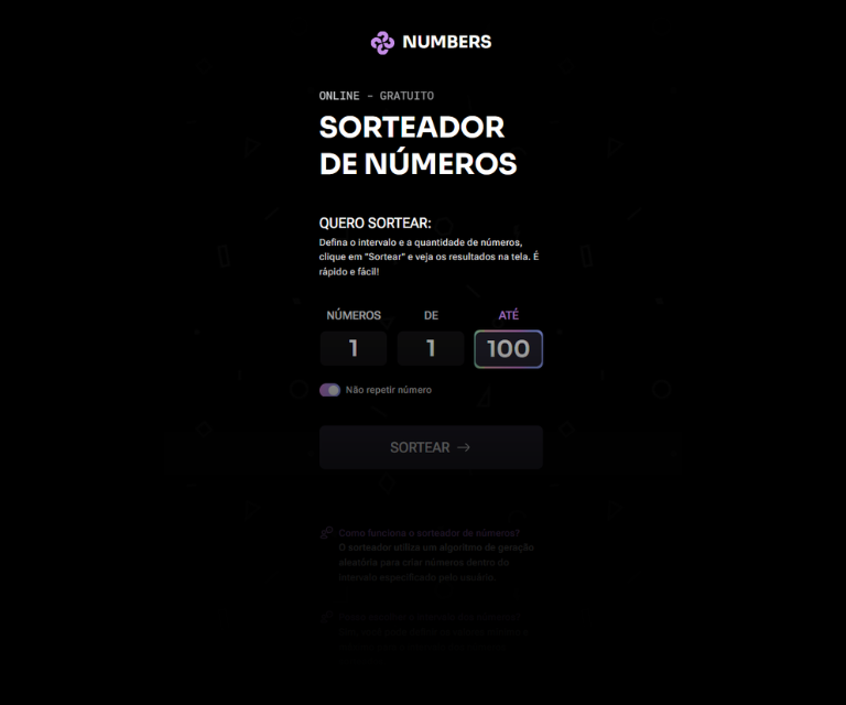 Numbers – Sorteador de Números